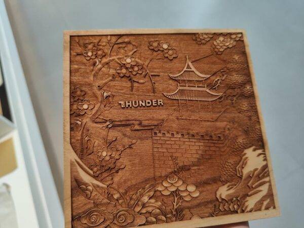 Cherry wood 3D laser engraving sample