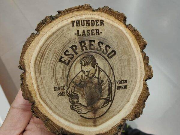 Log wood laser engraving sample