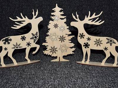 laser cut ornaments file deer tree