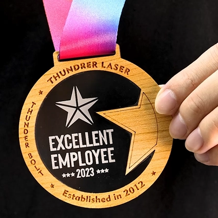 laser cutting dual material medal cover