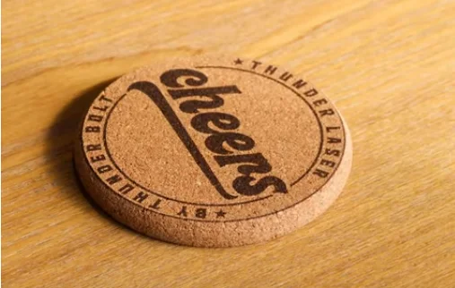 laser engraving cork coaster done