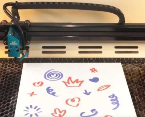 hand drawn acrylic on laser bed