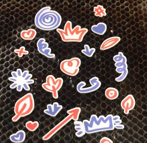 laser cutting hand drawn acrylic patch done