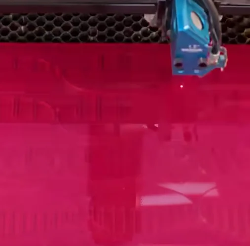 laser cutting red acrylic