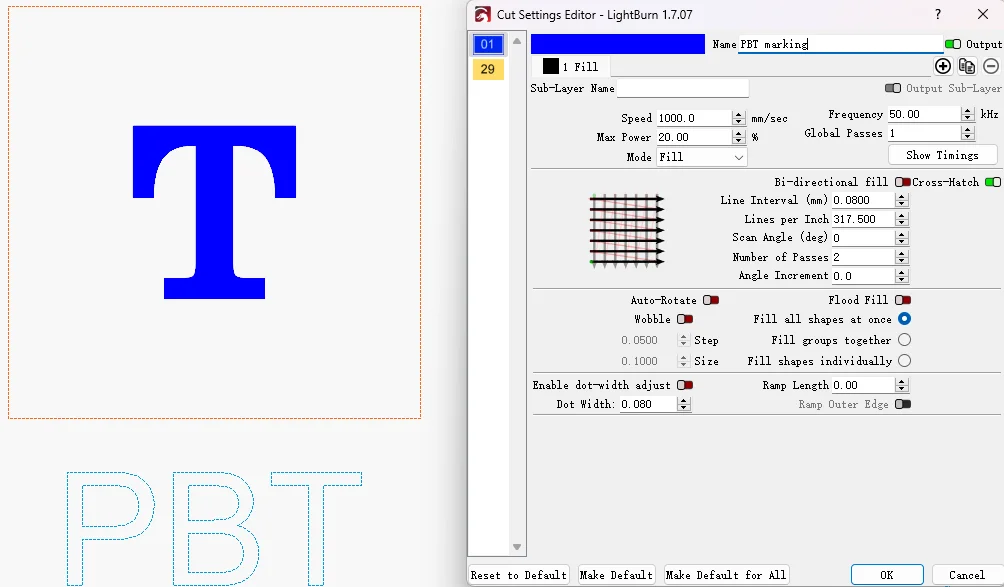laser marking PBT keycap settings