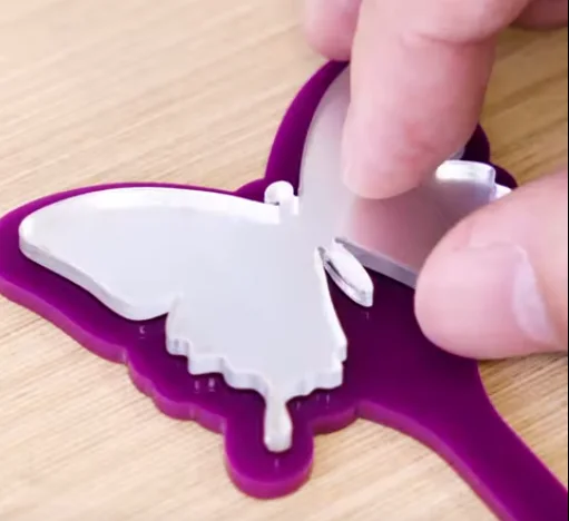 assemble laser cutting butterfly mirror