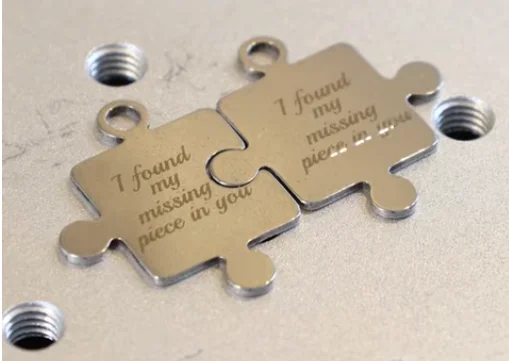 laser marking puzzle necklaces the other side