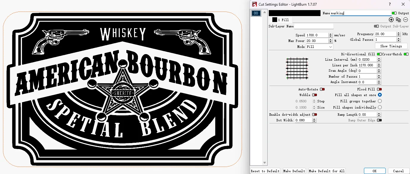 laser marking western style belt buckle setting