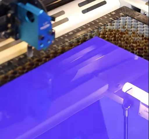 navy blue acrylic on laser bed