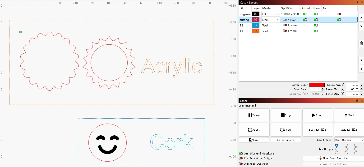 laser cutting corky sun memo board setting
