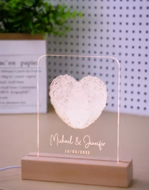 laser cutting fingerprint love lamp done