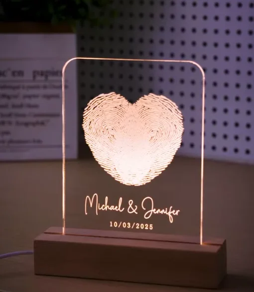 laser cutting fingerprint love lamp