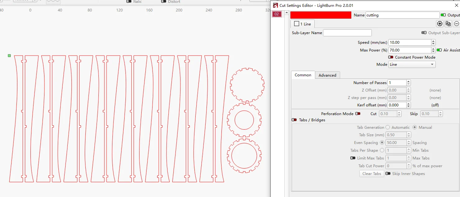 the parameters and the design of making a laser cutting acrylic vase