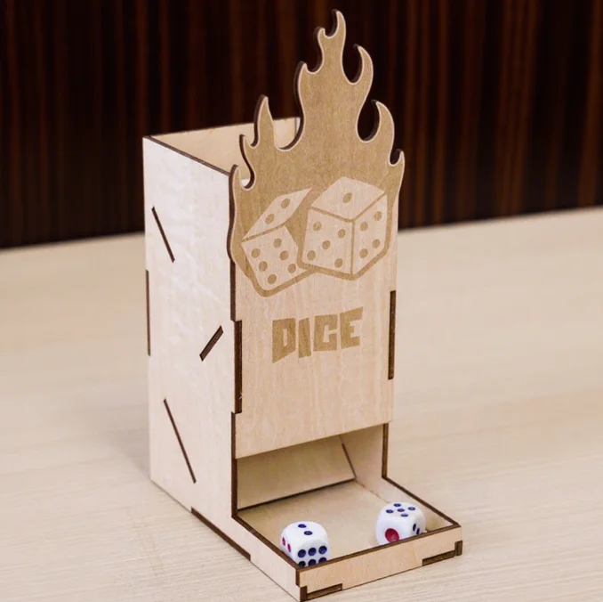 A well cut wooden dice tower