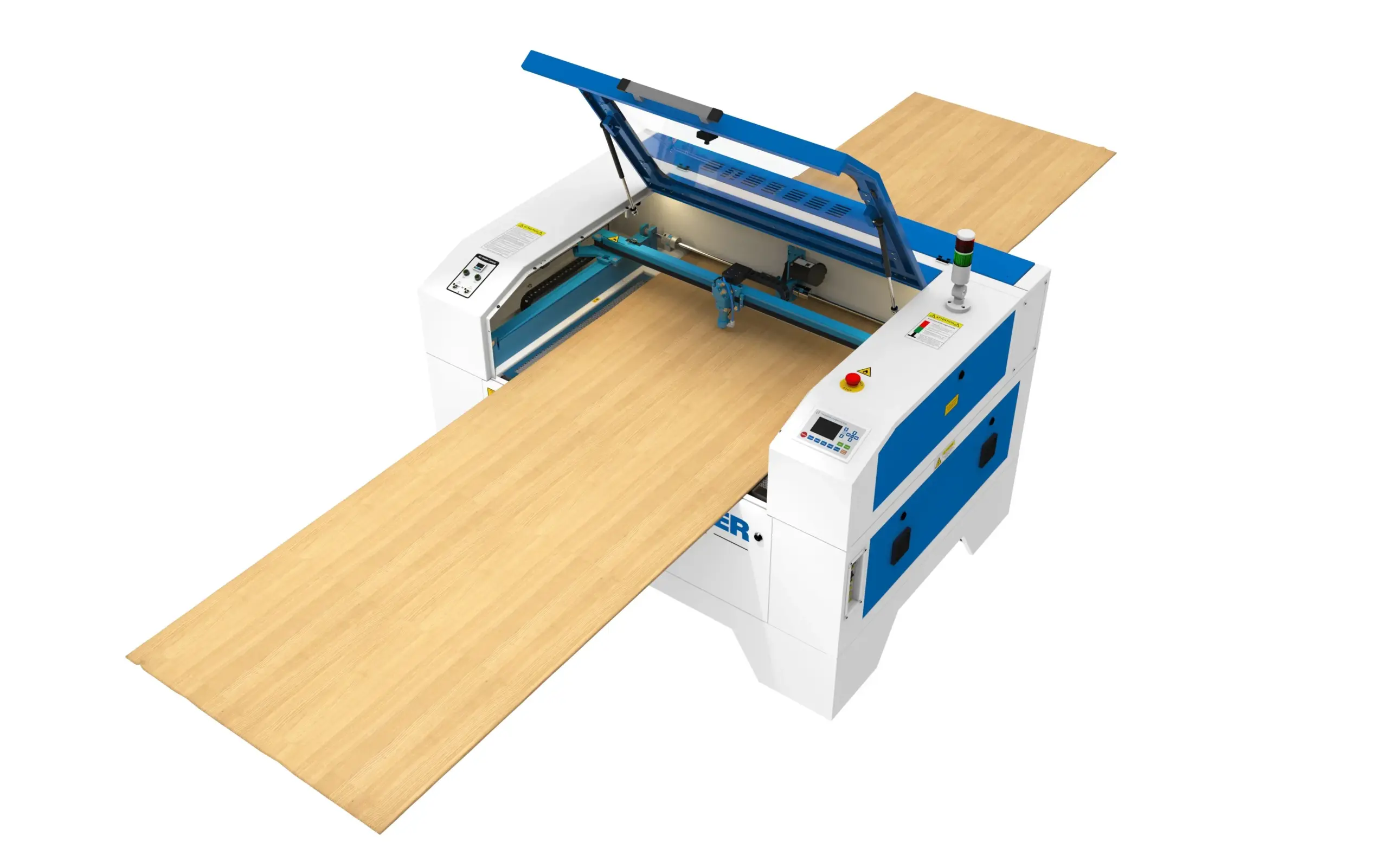 Nova Plus laser machine with pass through door opened