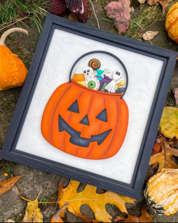 A laser cut pumpkin made with thunder laser machine