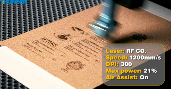 Laser engraving cork menu with Titan laser machine
