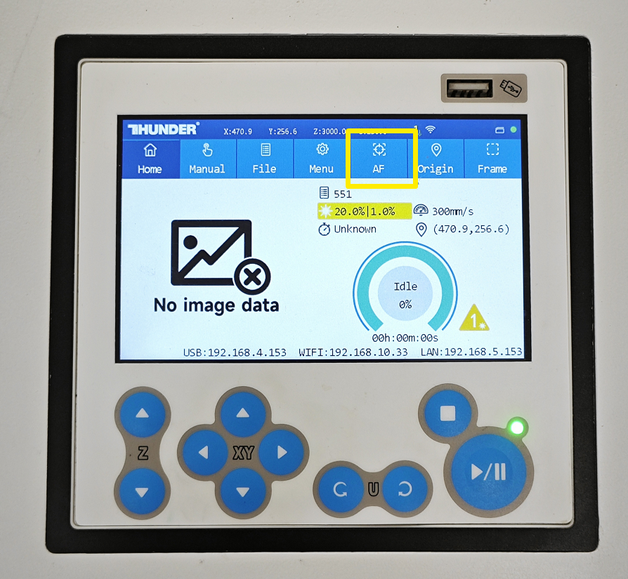 The work pannel of Titan Pro laser machine