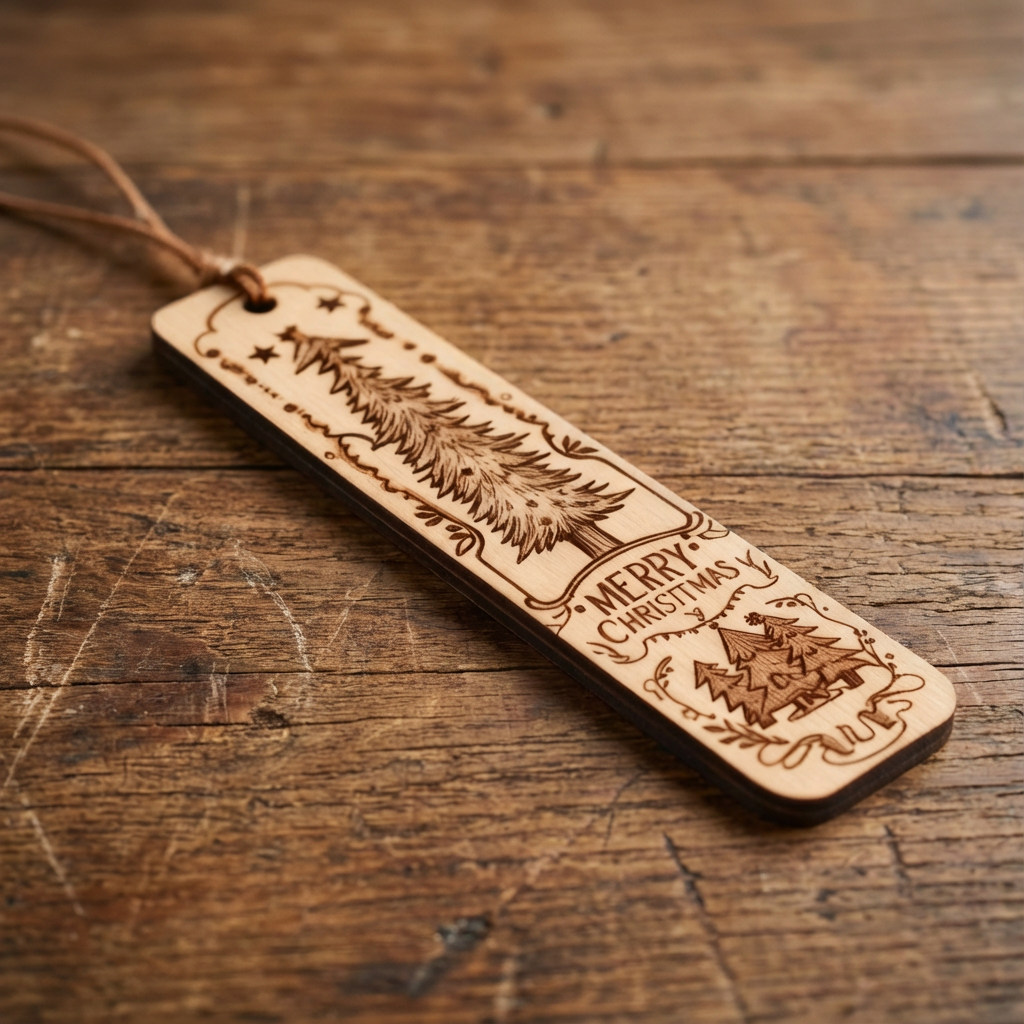 Laser Engraved & Cut Christmas Bookmark