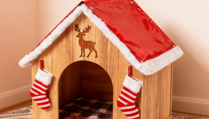 Laser Engraved Christmas Pet House