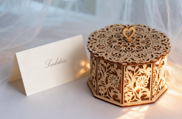 a well laser cut wedding box