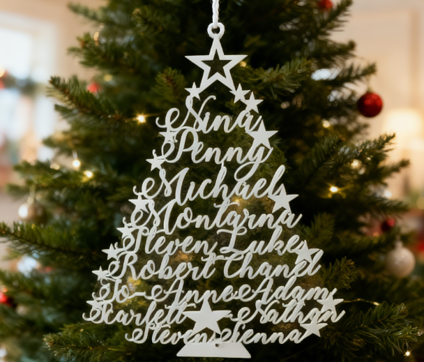 Laser Cut Family Name Christmas Ornaments--Thunder Laser