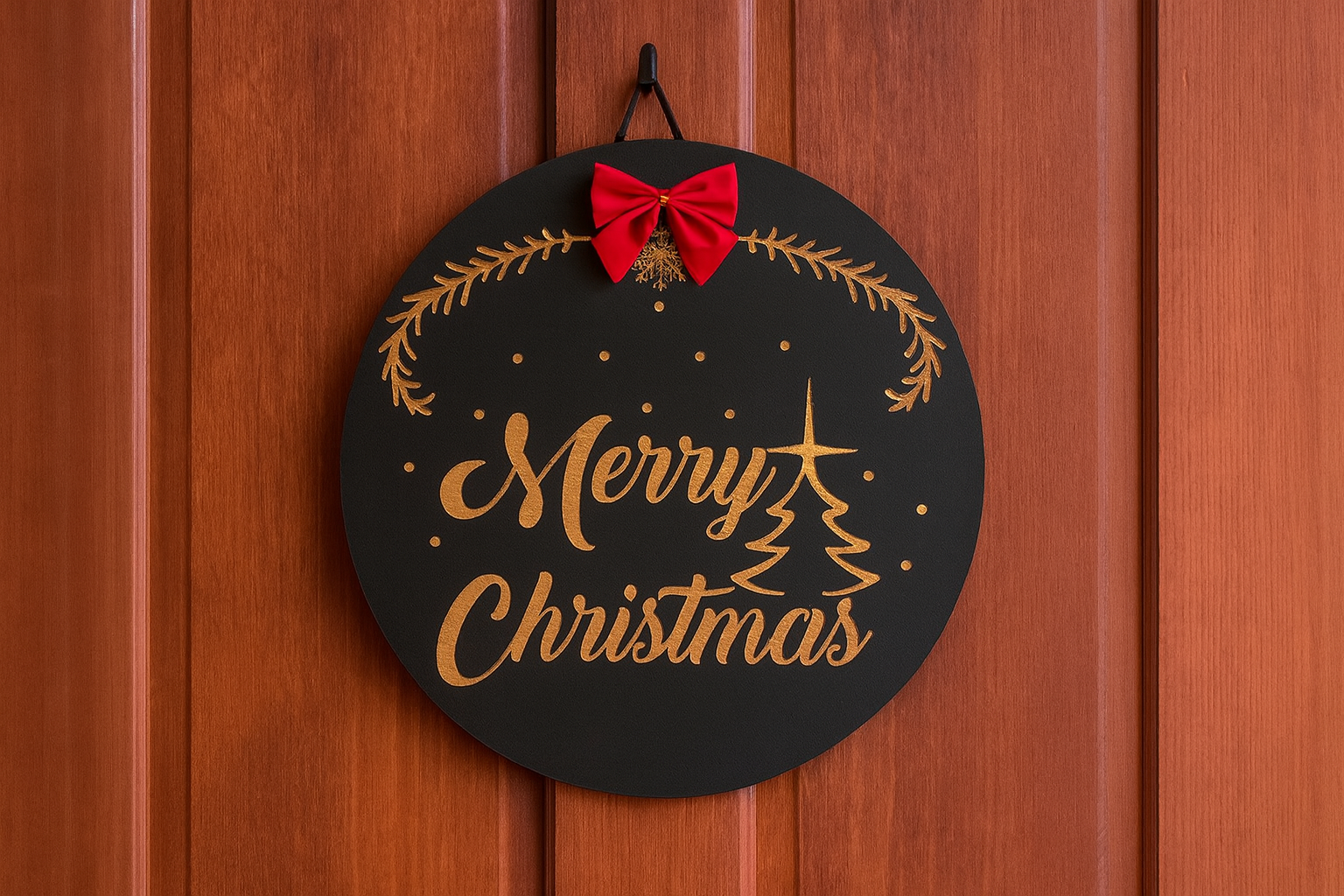 Laser cut Wooden Christmas Door Sign 1
