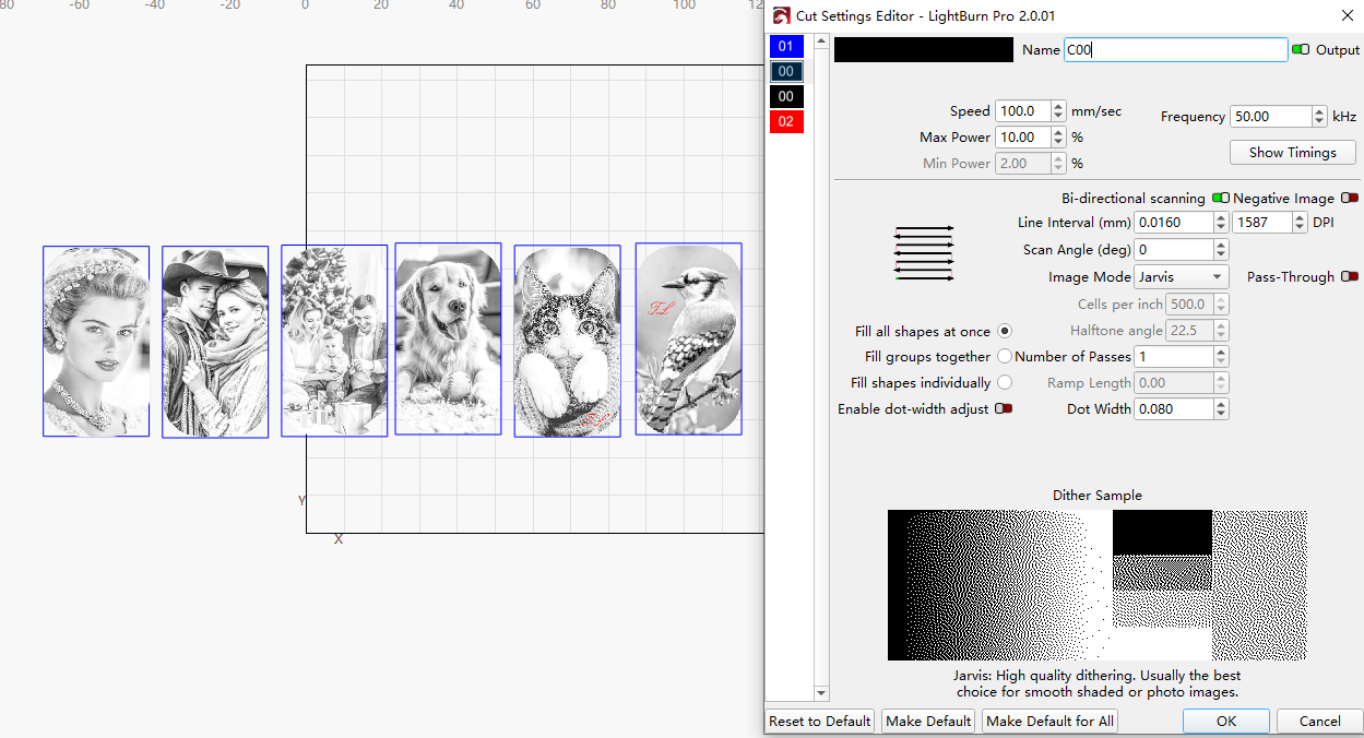 parameters for laser marking the stainless steel tag