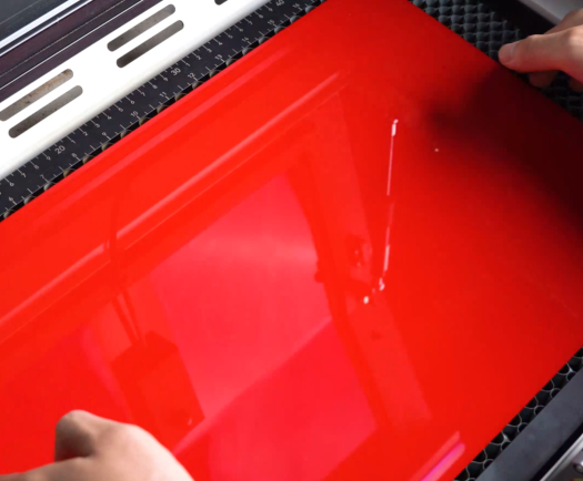 put the arcylic on the laser bed