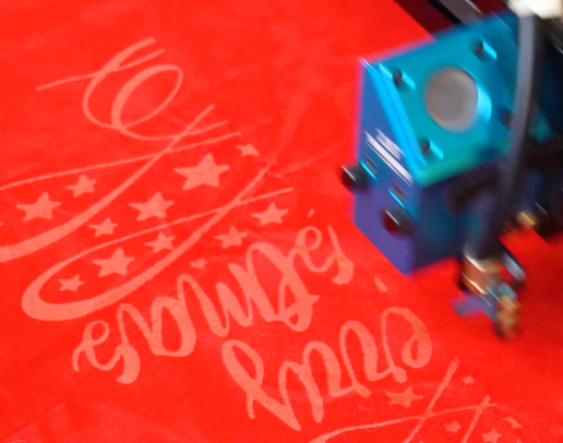 start laser engraving the velvet