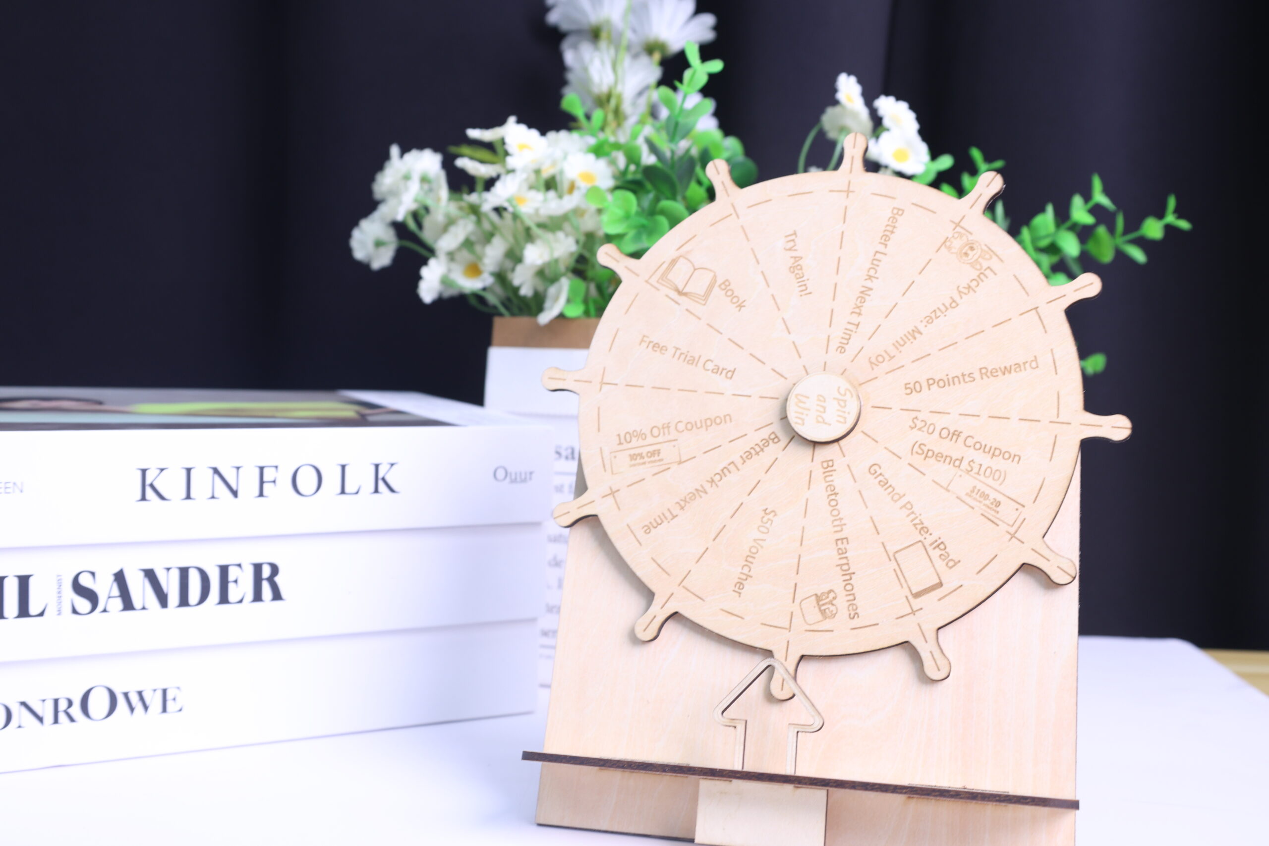 a laser cut prize wheel for games