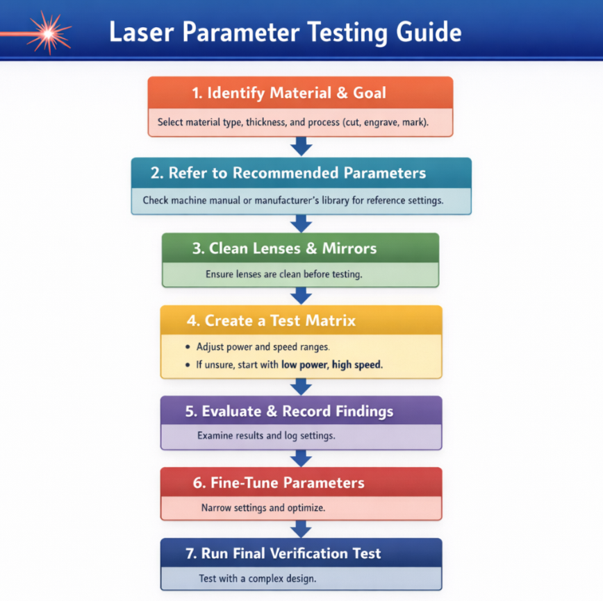 A pratical guide that tells you how to make laser paramerter testing, step by step