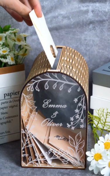 A well laser cut wedding card box