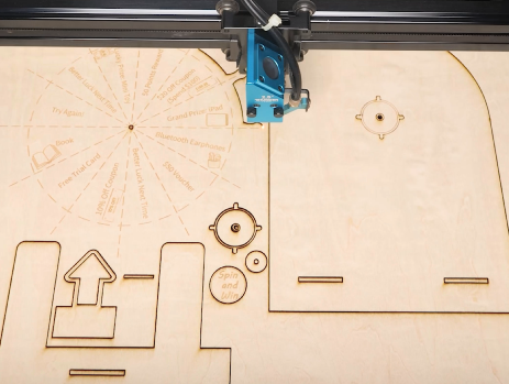 laser cutting the prize wheel