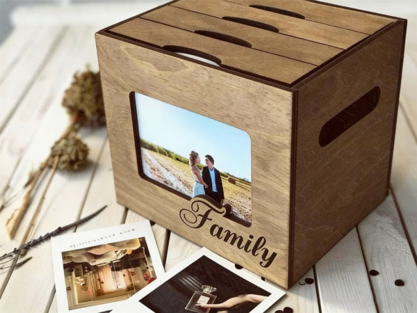 Laser Cut Family Photo Keepsake Box