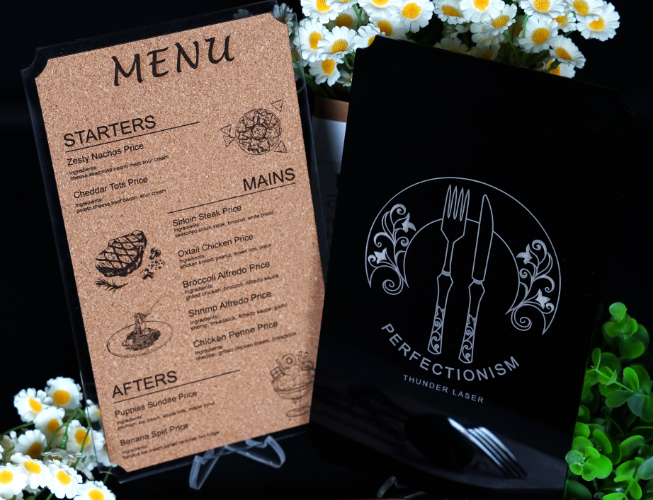 Laser engraved custom family menu