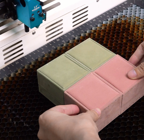 Put the flannel ring box on the laser table