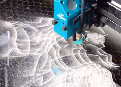 laser engraving the flower 3d illusion lamp