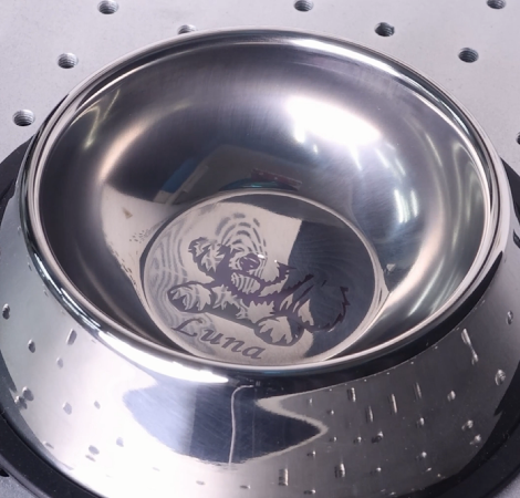 laser marking the dog bowl