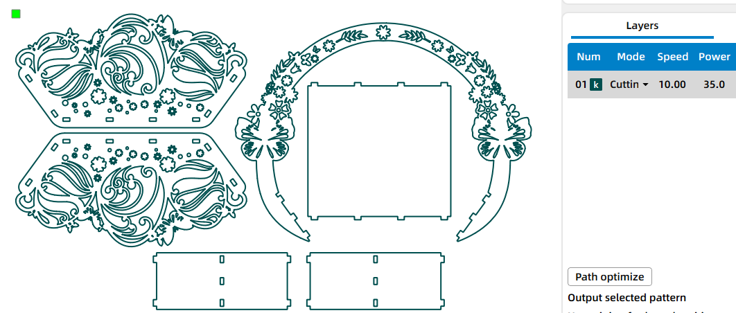 parameters for laser cutting a easter basket