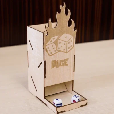 A well cut wooden dice tower A well cut wooden dice tower
