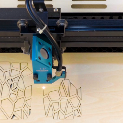 Laser cutting the wooden candle holder