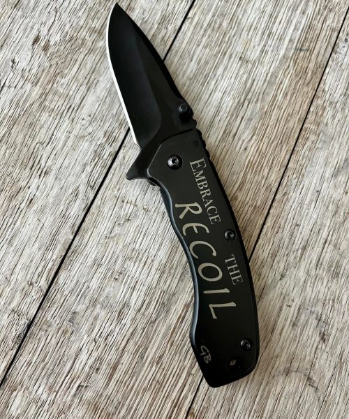 Laser engraving tactical knife