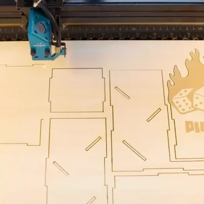 Laser engraving&cutting the wooden dice tower Laser engraving&cutting the wooden dice tower