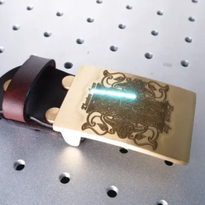 Laser marking the brass belt buckle