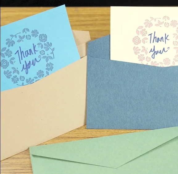 Laser cut thank you card cover